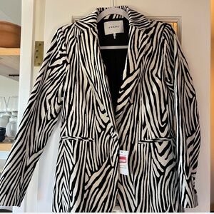 Frame Denim Zebra Pattern Blazer - Black and White